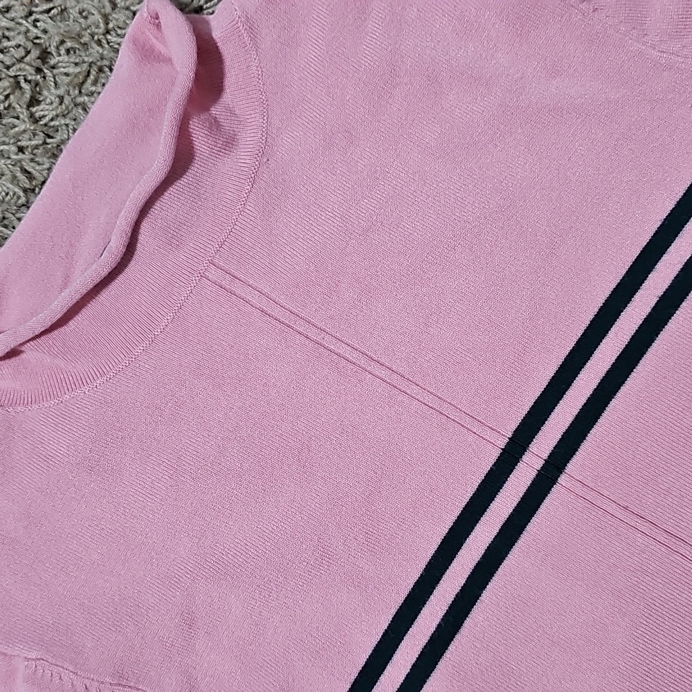 Urban Outfitters Angelo Mock Neck Sweater Pink Green Medium Stripe Knit Top - Picture 4 of 7